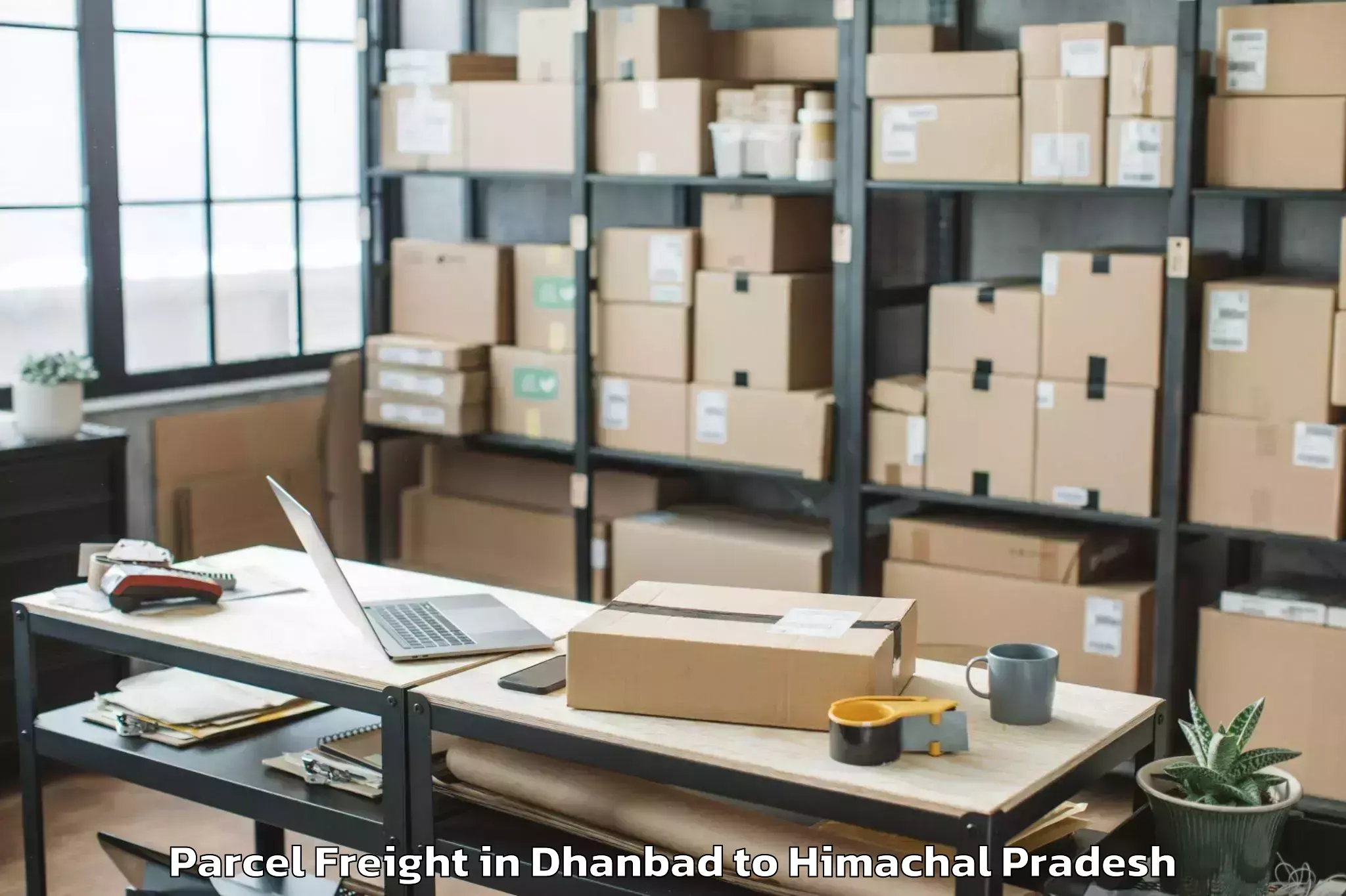 Easy Dhanbad to Bhuntar Airport Kuu Parcel Freight Booking